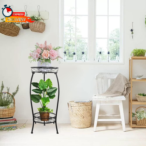 Plant Stand Indoor, 2 Tier 27.1'' Tall Metal Plant Stands Outdoor, Rustproof Cor - Picture 3 of 12