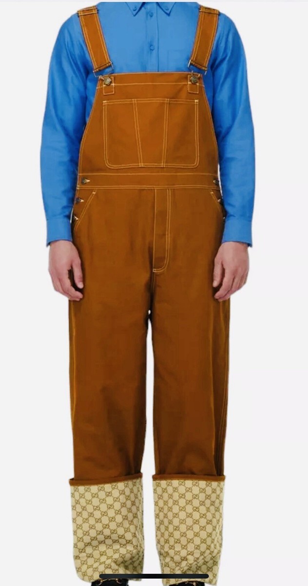 $2600 Gucci Brown Canvas GG Monogram Overalls 717761 $2600 Gucci Brown Canvas GG Monogram Overalls 717761