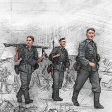 1/35 WWII German Volkssturm Soldiers Resin Figure Kit Unpainted 3pcs Infantry Se