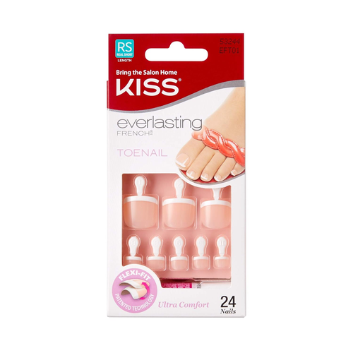 KISS Everlasting French Pedicure Kit, Chip-Free Glue-On Fake Toenails, Real Shor - 第 10/15 張圖片