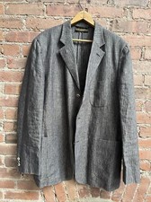 Loro Piana Mens Jacket SZ 50, Brown Stripe 100 Linen, Italy