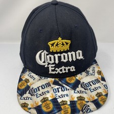 Corona Extra Beer Adjustable Snapback Hat Cap All Over Bill Print Blue