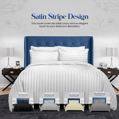 Neu SATINSTREIFEN DESIGN BETTDECKE/QUILTBEZUG Bettwäsche Set mit Kissenbezug alle Größen