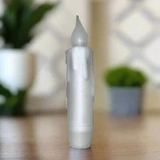 Primitive/Country 4" Battery Operated White Taper Candle W/Timer