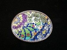 Multicolor Leaf and Flower w Rhinestones Oval Belt Buckle