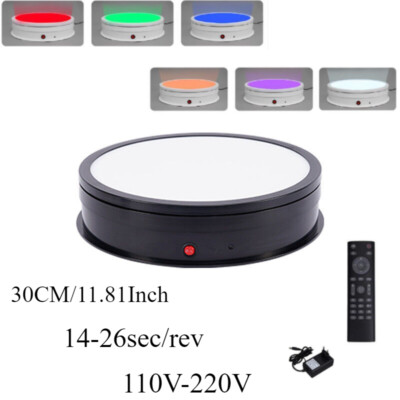 30cm Jewelry Turntable W/ Multi Color LED Light Rotating Display Max 60KG New