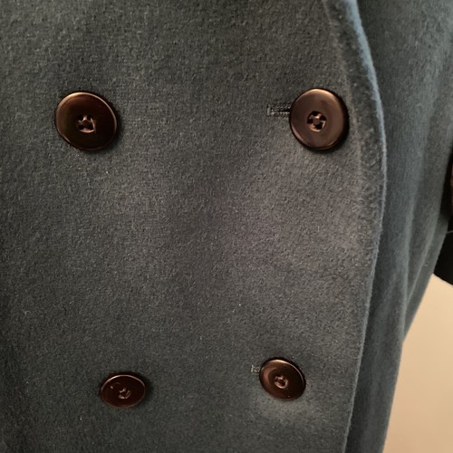Vintage LORING Aqua Wool Coat Velvet Collar Double Breasted Classic Sz 16. EUC - Picture 13 of 14