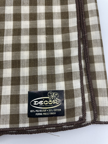Vintage Brown & White Gingham Plaid Napkins 1970s Set of 6 - Picture 3 of 4
