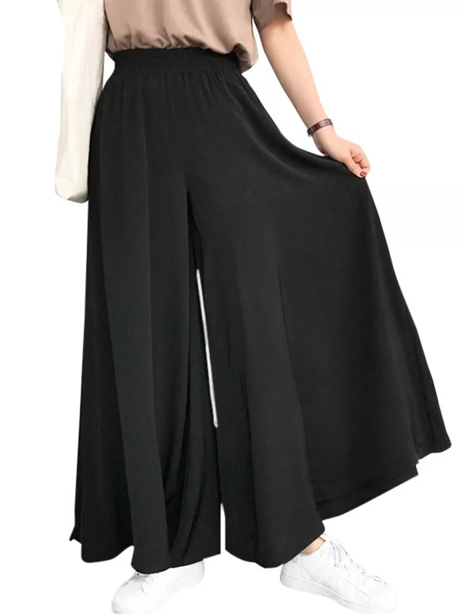 Womens High Waist Wide Leg Long Palazzo Pants Trousers Lounge Pants Plus  Size