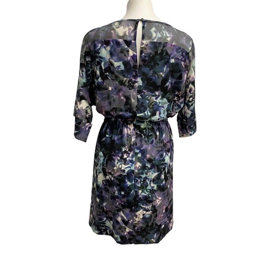 Tahari Dress Womens Medium Purple Blouson Mesh Knit Work Office Career Date - Picture 3 of 17