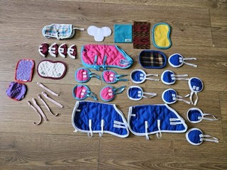Breyer Horse Traditional Vintage Leg Wraps Blanket Coats Saddle Pad Large Bundle