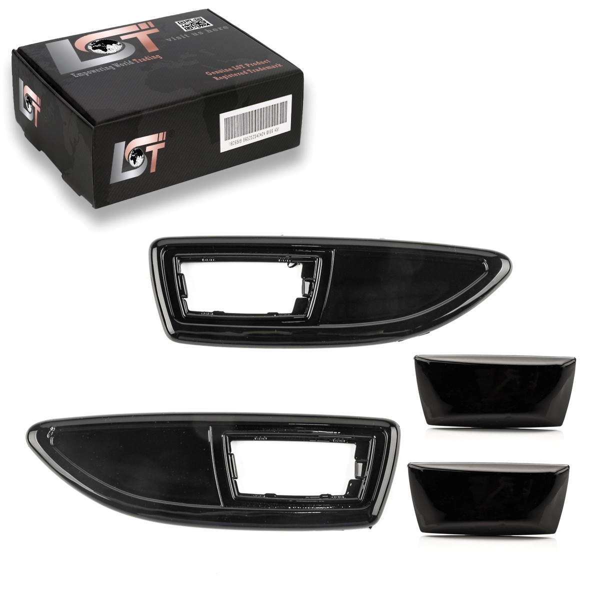 Side Indicators Crystal Clear Set Cover Set Black Shiny for Opel Corsa D OPC