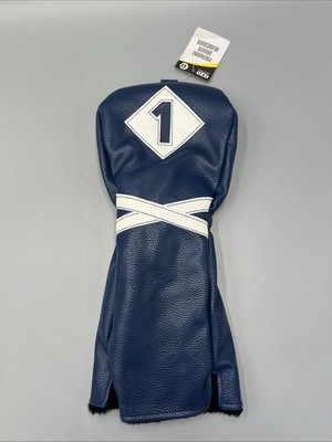 Izzo Golf Premium Driver Headcover, PU Leather, Fits Up To 460CC. Navy & White.