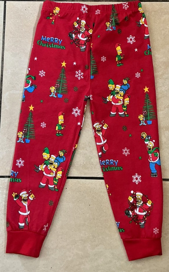Simpsons Kids Christmas Pyjamas Set Cotton Long Sleeve Age 3-4 Years BNWT Red image 6