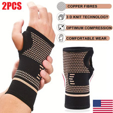 2Pcs Copper Wrist Compression Sleeves Sport Elastic Wrist Support Sleeve Brace