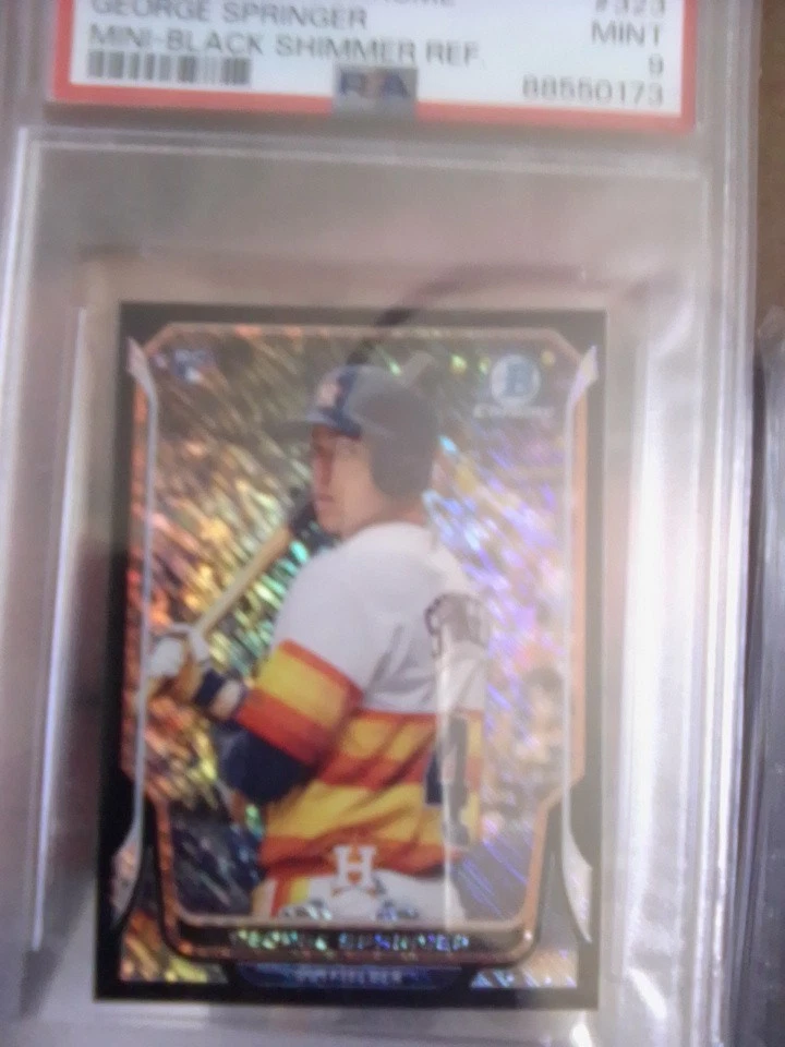 2014 Bowman Chrome George Springer Mini Black Shimmer PSA 9 Mint #323 RC Rookie - Image 2 of 4
