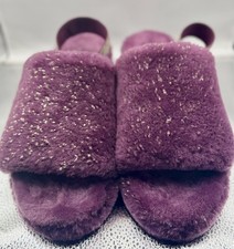 UGG Fluff Yeah Slides Womens Size 10 Purple FUR Slingback 1095119