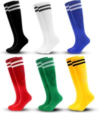 3 Pairs Kids Soccer Socks Striped Knee High Tube Socks Football Uniform Sports S