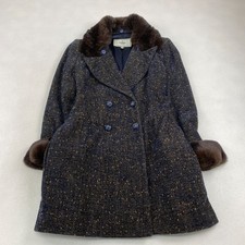 FENDI Chester Coat, Tweed, Fur Trim, Covered Buttons, W4680