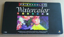 Prismacolor Watercolor Pencils Set of 36 Vintage Metal Tin 04066 Complete Used