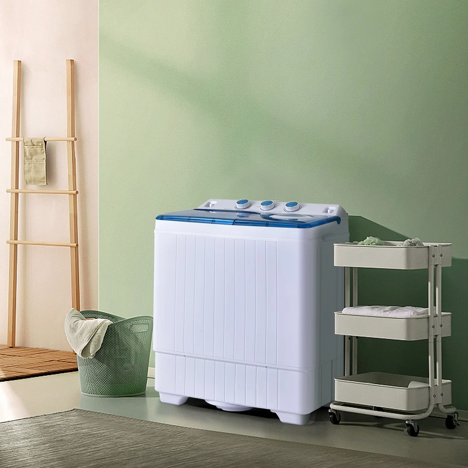 Costway Lavadora Portátil 26 lb Semiautomática Doble Bañera con Bomba de Drenaje Foto 3 de 4