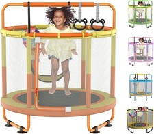 60" Trampoline for Kids, 5ft Toddler Mini 6-in-1 Trampoline Indoor Outdoor