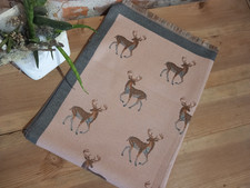 Schal Hirsche Trachtenschal altrosa grau Winter Tuch Damen 185 x 65