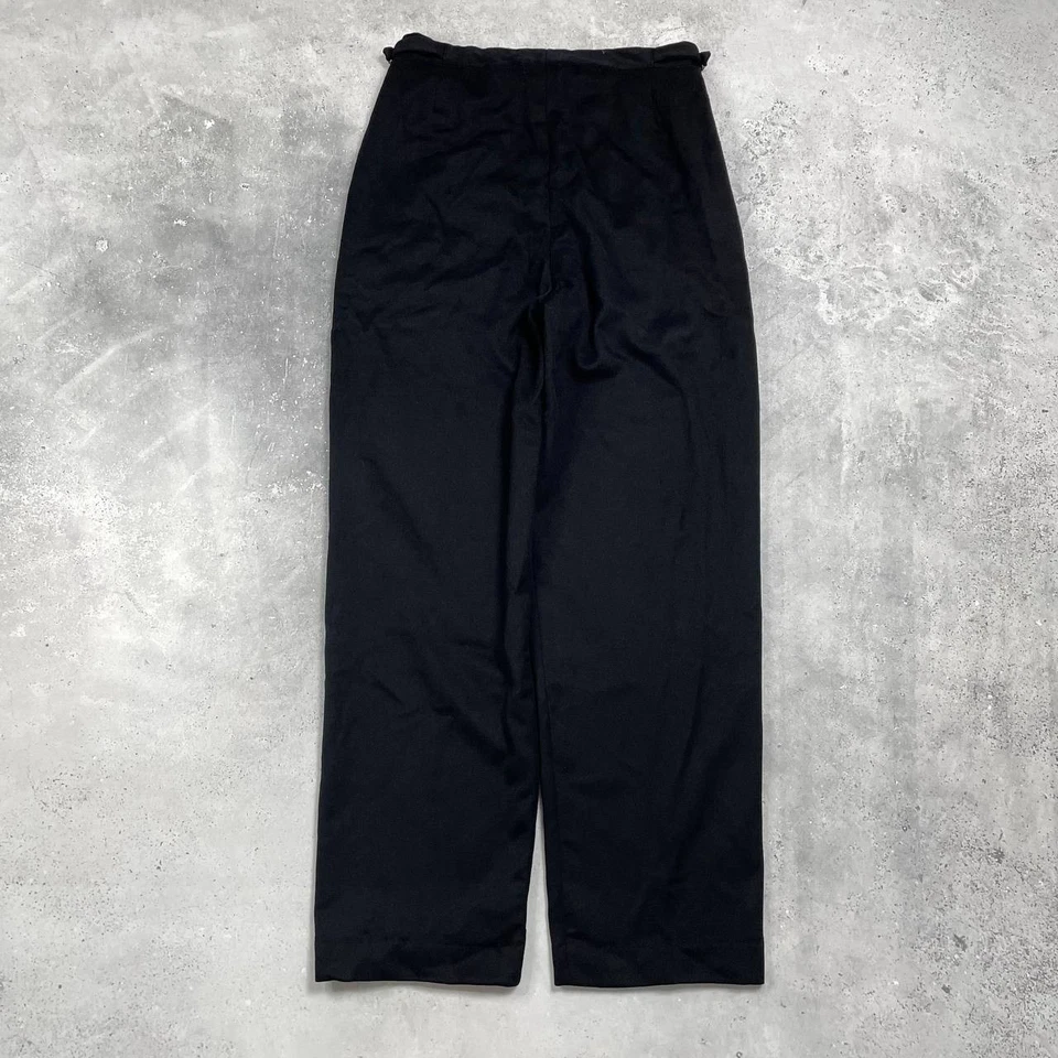 Vintage 50s British Moss Bros Ltd High-Waisted Wool Trousers Black Size W32 L32 - Image 2 of 4