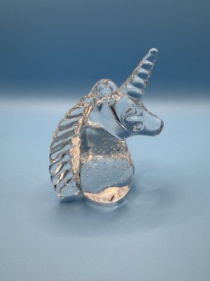 Glass Unicorn Figure Statue Magical Mythical Paperweight Decor