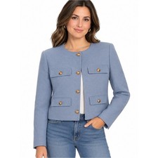 Haver  Blair Chapter Light Blue Cropped Blazer with Gold Buttons size Large NWT