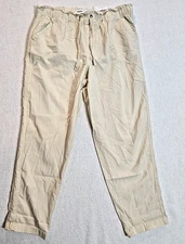Pants Drawstring Cream Capri Pockets Fringe Women's Med. By Sonoma MSRP 27.99