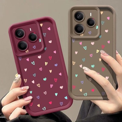 For Xiaomi Redmi Note 14 13 12 Pro 14T Poco X6 F6 Colorful Heart Soft Case Cover