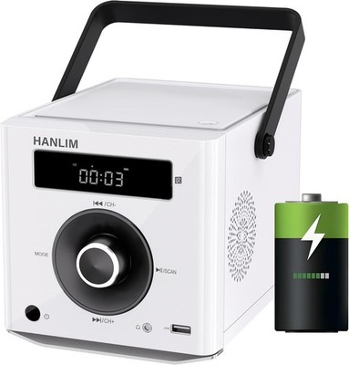 CD Player Tragbar mit Bluetooth, UKW Radio, 2000mAh wiederaufladbare Akku,