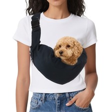 Dog Sling Carrier Adjustable Buckle with Pocket (Dark Blue, 1 Pcs)