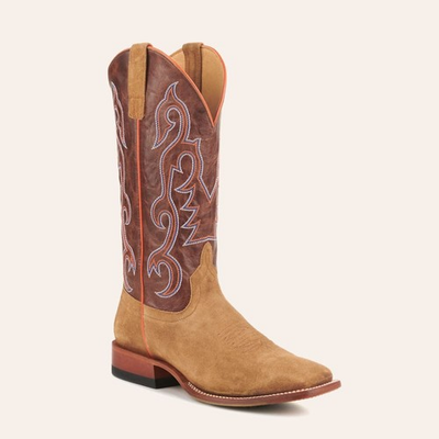 #ad #ad Anderson Bean Men#x27;s Horse Power Camel Roughoutamp; Chocolate Wide Square Toe Cowboy $158.98