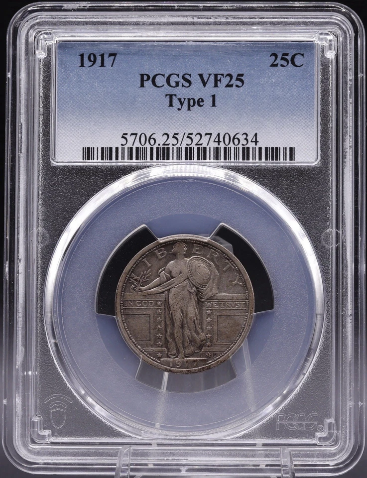 1917 Standing Liberty Quarter PCGS VF25 • Type 1 Philadelphia First-Year Issue - Image 2 of 4