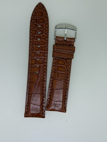 Hadley Roma brown matte Alligator watch band strap 22MM USA