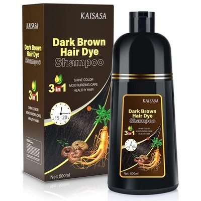 DarkBrown Haarfärbeshampoo 3in1 Grauhaar Deckung 500ml anti grau Shampoo Damen