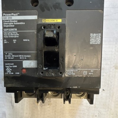 Square D PowerPact QD QDP32200TM 3 Pole 200 Amp 240V Circuit Breaker