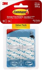Mini Hook Value Pack of 18 Mini Hooks and 24 Small Adhesive Strips Transparent 0.53 per strip