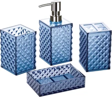 Blue Bathroom Accessories Set, 4 PCS Dark Navy Blue Bathroom Accessories Sets Co