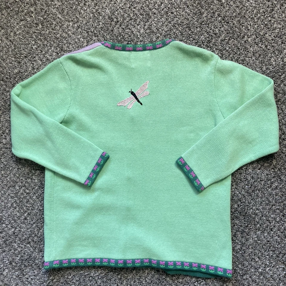 Vintage Storybook Knits Cardigan Sweater Womens Large Butterfly/Dragonfly/Floral - Image 2 of 4