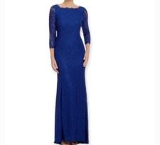 Arianna Papell Blue Lace Modest Gown Size 8 Formal Dress
