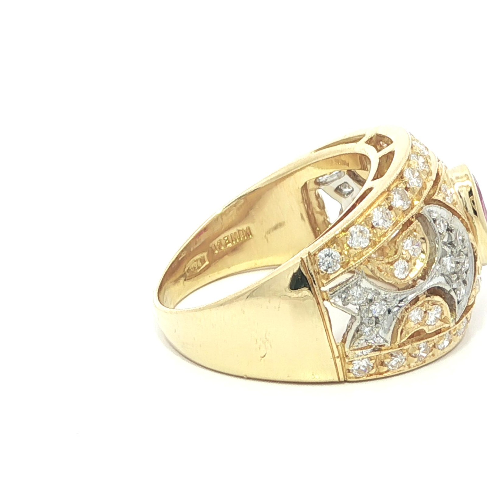 18k Solid Gold 1.35ct Bezel Oval Ruby Diamond Ope… - image 11