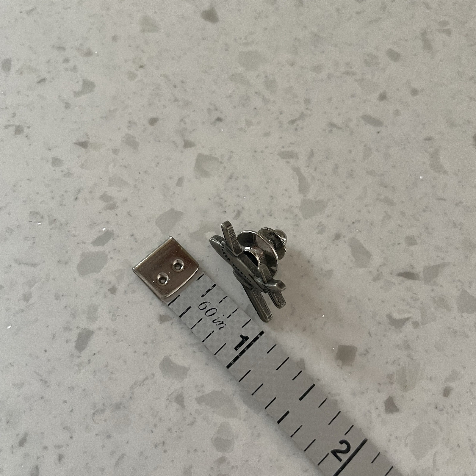 Silver Gray  Airplane Pin Lapel Toe Tack