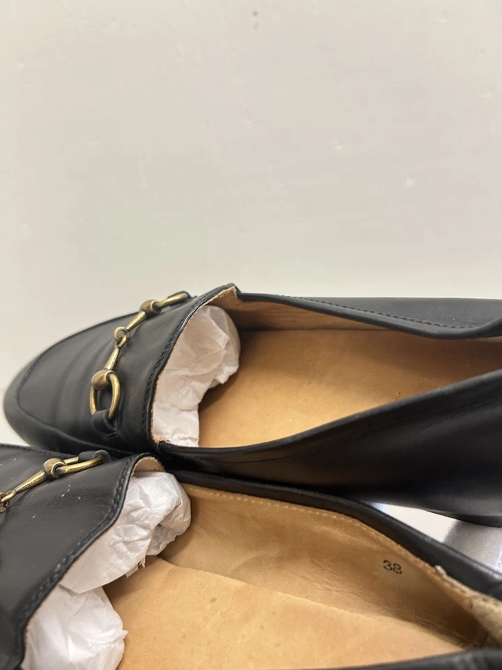 Mocassim GUCCI LISTRADO DE COURO PRETO HORSEBIT JORDAAN PRINCETOWN EU 38 EUA 8 GM55 - Imagem 4 de 4