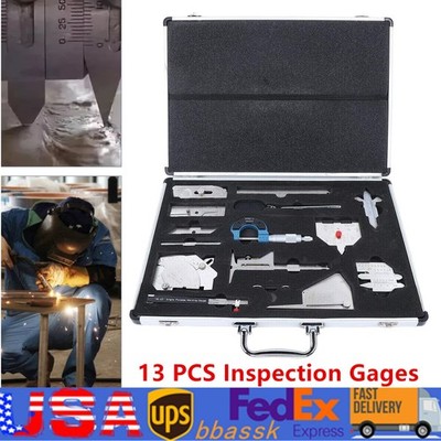 13PCS Welding Gauge Tool Inspection Kit Welding Inspection Ruler Set W/Case New