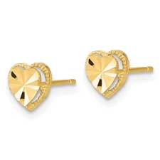 14k Polished Diamond-cut Heart Post Earrings TH964