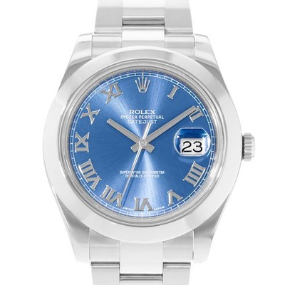 Rolex Datejust II 116300 41mm Blue Roman Dial Steel Oyster Mens Watch Card 2013