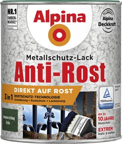 Alpina Metallschutz-Lack Hammerschlag 750 ml grün Metallack Schutzlack